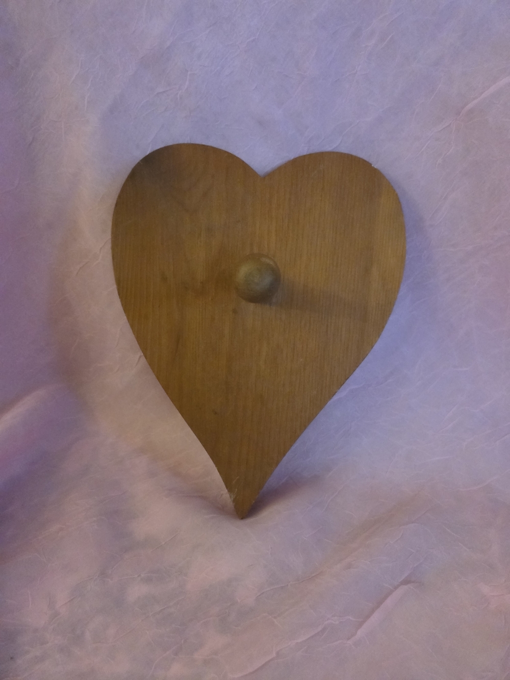 Wooden Heart Wall Hook - Natural Brown Vintage Oak Home Decor